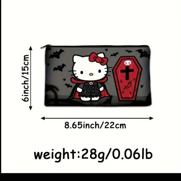 Hello Kitty Makeup Bag With Coffin & Bats - Picture 3 of 4
